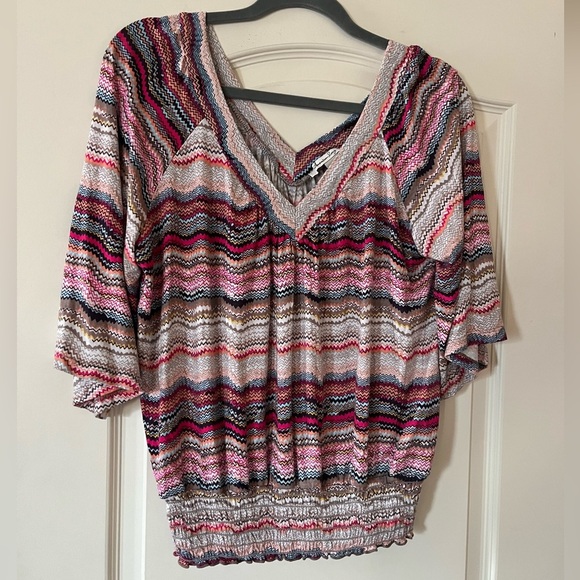 American Rag Rayon Multicolor Striped Women's Blouse Size Medium - Picture 10 of 15